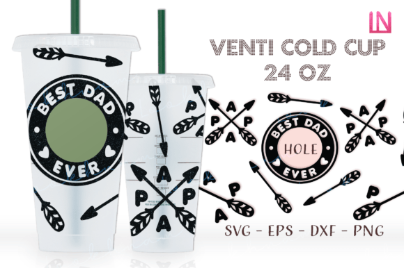 Best Dad Ever Papa Arrow Venti Wrap SVG: Graphics for Crafts & Local Branding