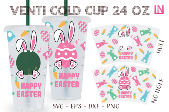 Bunny Happy Easter 24 Oz Venti Cold Cup Graphics