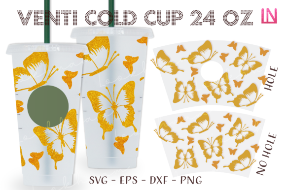 Butterflies 24 Oz Venti Cold Cup Wrap: Graphics for Crafts