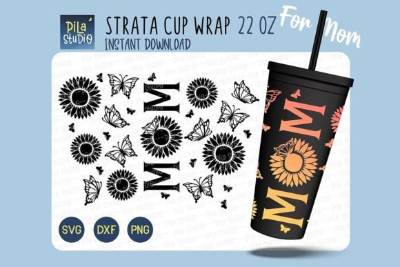 Butterfly Mom Strata 22 Oz Cricut SVG Graphics