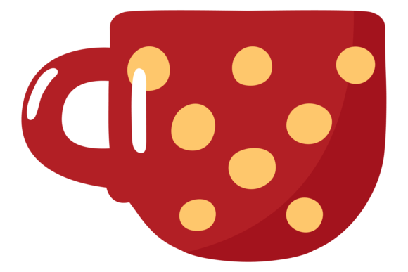 Ceramic Mug with Dot Pattern. Cute Carto Graphics