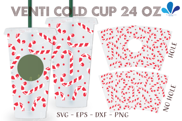 Christmas Candy Cane 24Oz Venti Wrap SVG: Graphics for Crafts and Marketing