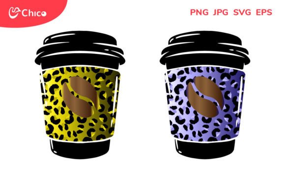 Coffee Cup, Leopard Pattern, Iced Coffee Graphics