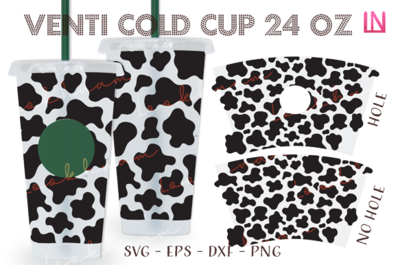 Cow Print 24 Oz Venti Cold Cup Full Wrap: Graphics and Crafts in Action