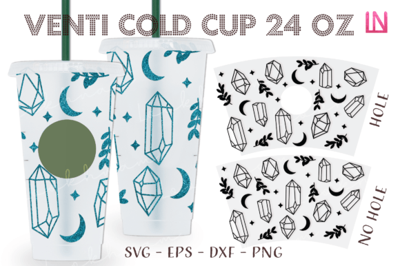 Crystal Moon Leaves 24 Oz Venti Cold Cup Graphics
