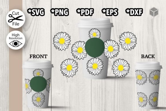 Daisy Hot Cup Wrap Template: Graphics for Handmade Business