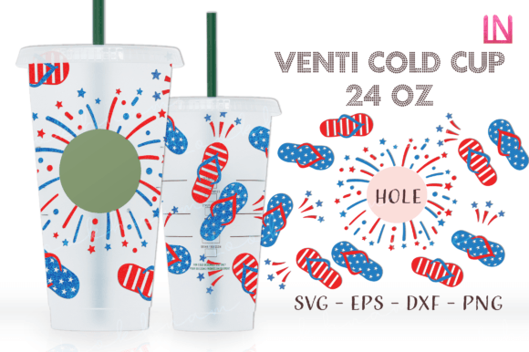 Flip Flops 4th of July Venti Wrap SVG: Graphics and Crafts for Content Publishing
