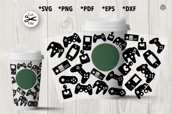 Gamer Hot Cup Wrap Template: Graphics for Creative Publishing