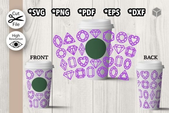 Gemstones Hot Cup Wrap Template: Graphics for Branding