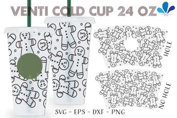 Gingerbread Man Outline Venti Wrap SVG for Crafts & Graphics