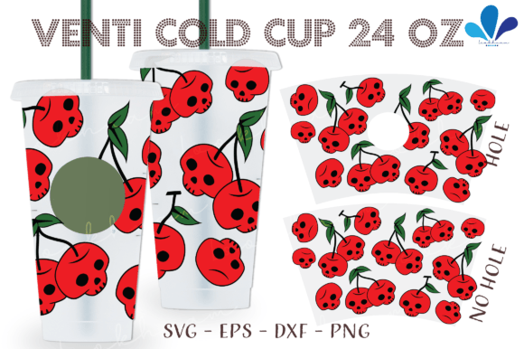 Halloween Skull Cherry Venti Wrap SVG: Graphics & Crafts for Local Business