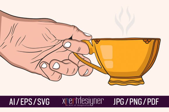 Hand Drawn Coffee Cup in Hand Vector: Illustrations & Graphics