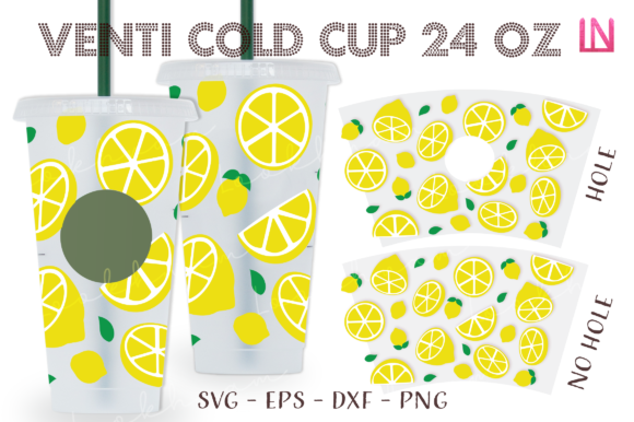 Lemon Seamless 24 Oz Venti Cold Cup Wrap: Graphics for Crafts