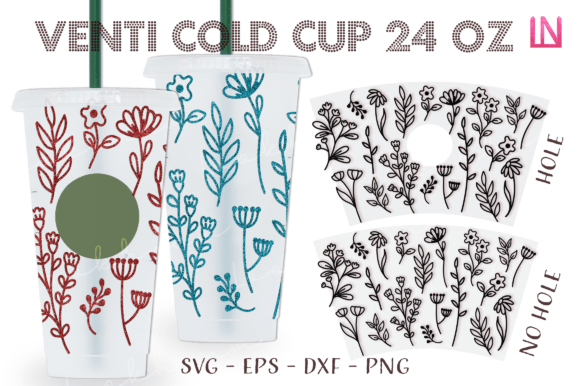 Line Spring Floral Venti 24 Oz Cup Wrap Graphics