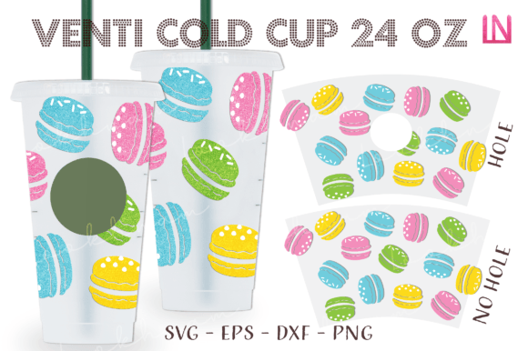 Macaroons Colorful Bakery Venti Cup Wrap: Graphics & Crafts Asset Review