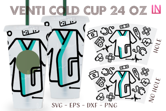Medical Nurse Scrub 24 Oz Venti Wrap SVG: Graphics for Crafts & Content