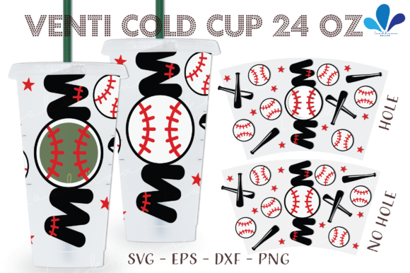 Mom Baseball Team Venti 24 Oz Wrap SVG: Graphics for Crafts