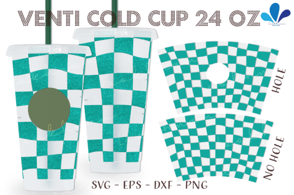 Retro Checker Wave Pattern Venti Wrap: Graphics for Crafts & Content