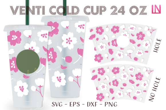 Sakura Blossom 24 Oz Venti Cold Cup Wrap Graphics