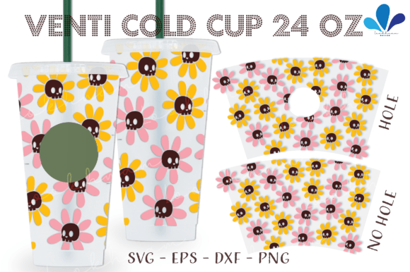 Skull Daisy Halloween Flower Venti Wrap: Graphics for Crafts-Driven Branding