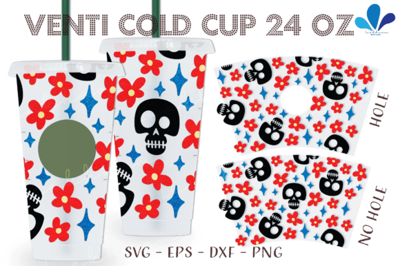 Skull Flower Halloween Venti Wrap SVG: Graphics for Crafts and Marketing