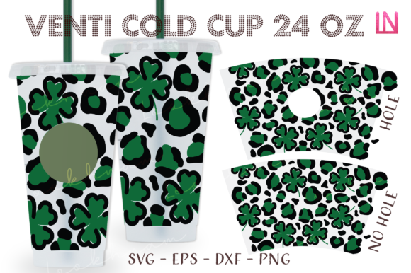 St Patrick Clover Leopard Venti Cup Wrap: Graphics & Crafts