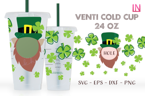 St Patrick Gnome 24 Oz Venti Cold Cup Graphics & Crafts