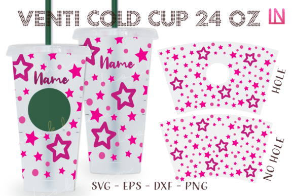 Star Confetti 24 Oz Venti Cold Cup Wrap: Graphics for Crafts & Content