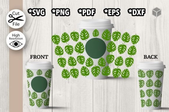 Tropical Leaf Hot Cup Wrap Template: Graphics for Local Business Branding