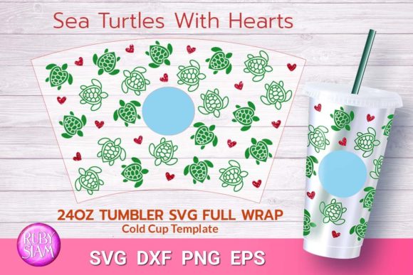 Turtles with Hearts Graphics: Tumbler Wraps for Crafters
