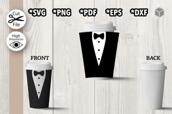 Tuxedo Hot Cup Wrap Template: Graphics for Sophisticated Branding