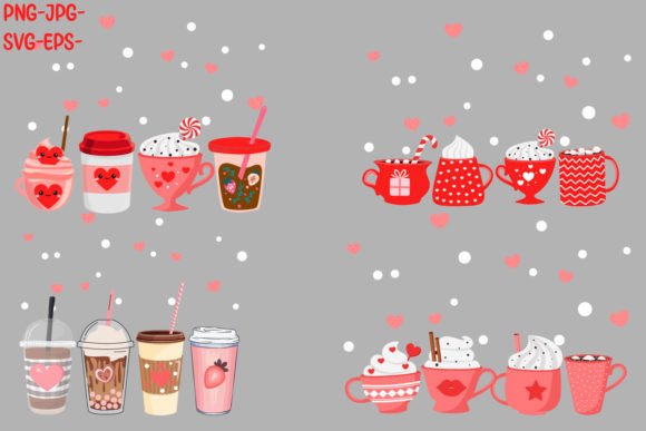 Valentines Day Cup Coffee Collection: Graphics & Illustrations