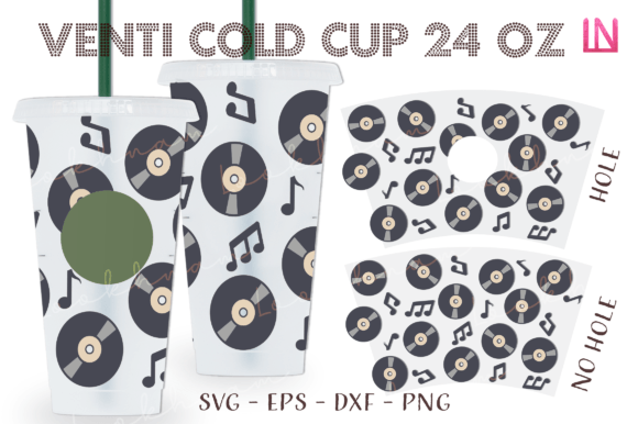 Vinyl Record Music Venti 24 Oz Cup Wrap: Graphics for Crafts