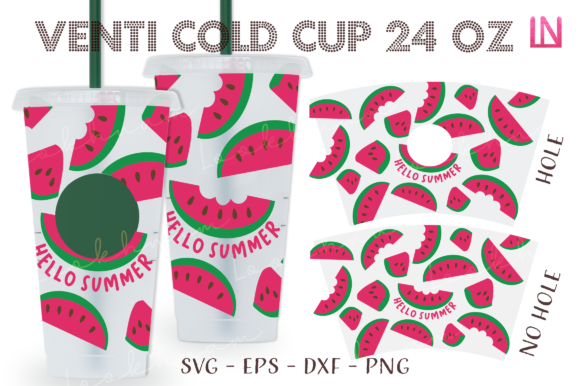 Watermelon Summer 24 Oz Venti Cold Cup Graphics