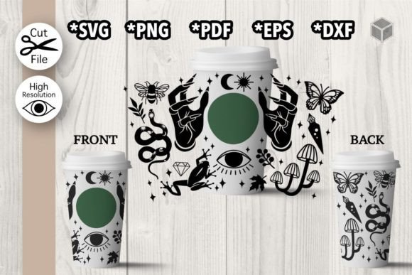 Witchy Hot Cup Wrap Template: Graphics for Handmade Magic